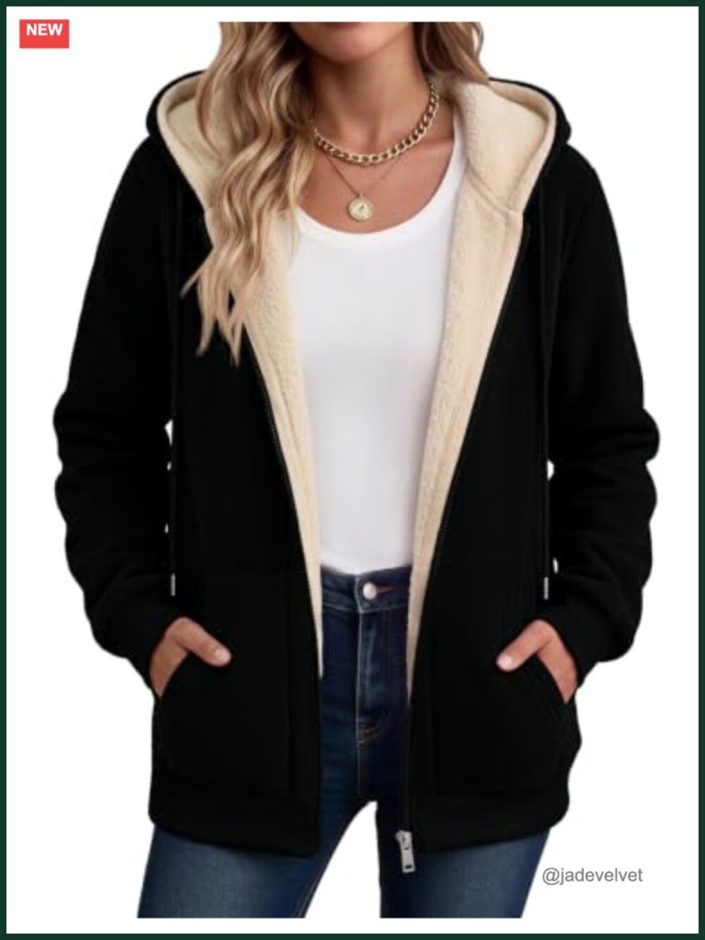 Sherpa Fleece Jacket Zip Up Hoodie Fall Winter Coat